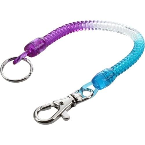 Lobster Hook Purple Blue Spring Stretchy Coil Keyring Keychain Strap Rope Cord