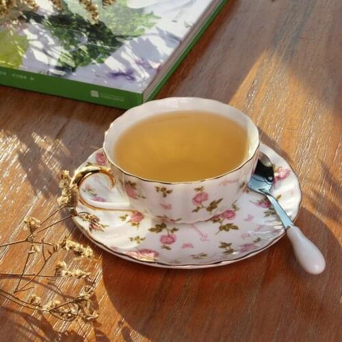 Ceramic coffee cup set European small luxury home high grade afternoon tea cup pure white elegant British tea set Phnom Penh