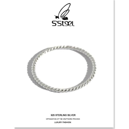 SSTEEL Trendy Rings 925 Sterling Silver For Women Minimalist Twist Irregular Ring Anillos De Plata 925 De Ley Mujer Jewellery