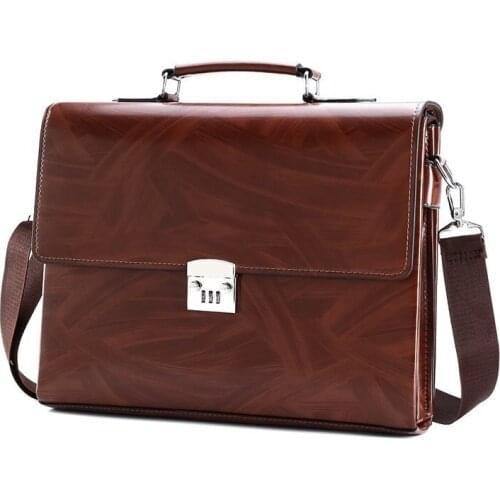 KUMON Laptop Briefcase Business Commuter Briefcase Portable Cross Over-the-shoulder Bag For Macbook PU Hasp Men Solid