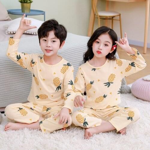 Summer Boys Girls Pajamas Set Long Sleeves Cartoon Kids Clothes Suit Cotton Childrens Pyjamas Baby Sleepwear Infantil Pijamas