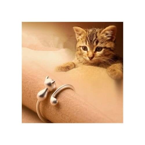 Trendy Creative Cat Ring Cute Cartoon Long Tail Cat Ring Elegant Charm Girl Opening Adjustable Ring Trend Lady Birthday Gifts