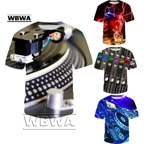 Fashion Mens Technics Turntable DJ Music Audio Funny 3D Print Casual T-Shirt