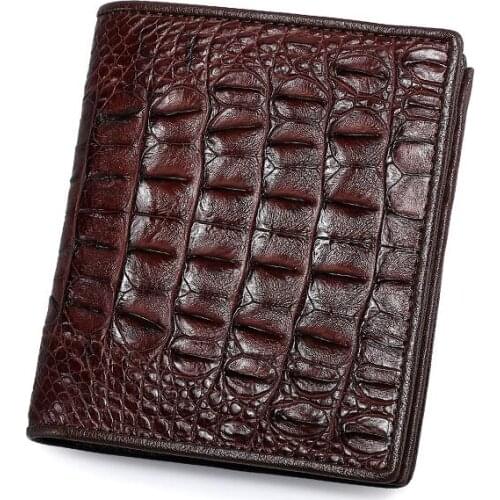 100% real genuine crocodile back skin short men wallet bank card holder case with genuine cow lining allgator leather purse