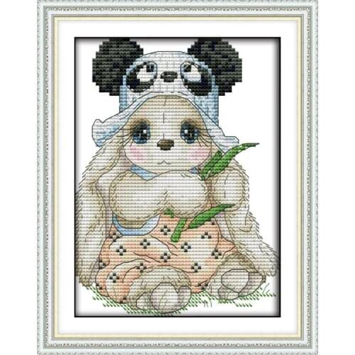 Joy Sunday The Panda Rabbit Cross Stitch Kits 11 14CT Animal Pattern Cross Stitch Printed DIY Embroidery Needlework Sets For Kid