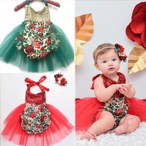 Toddler Baby Girl Floral Sleeveless Ball Gown Voile Dress Halter Bandage Backless Shiny Romper Dresses