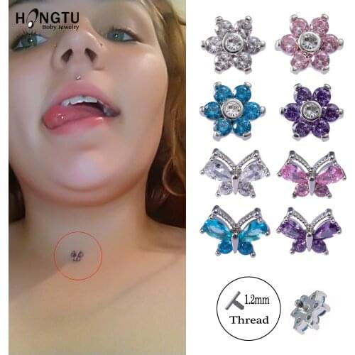 1Pc Surgical Steel Micro Dermal Piercings Dermal Anchor Flower CZ Crystal Top Piercings Skin Diver Piercing Body Jewelry 16g