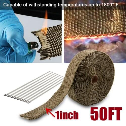 2.5cm 15m FT Titanium Manifold Exhaust Wrap Header Pipe Heat Insulation Tape Roll