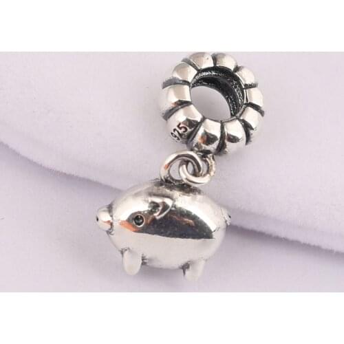S925 Silver Animal Bead Charm Cute Zodiac Pig Dangle Pendant Beads for Women Bracelet & Bangle DIY Jewelry