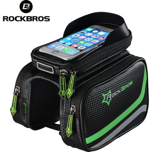 ROCKBROS Bicycle Bags MTB Bike Frame Top Tube Bag Waterproof Screen Touch Phone Storage bag For 5.8/6.2 Inch Cycling Accessories