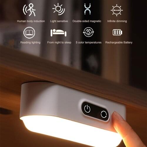 2021 LED Night Light Motion Sensor USB Rechargeable 5 Color Temperatures Double-sided Magnet Night lamp For Wardrobe Wall Lamp