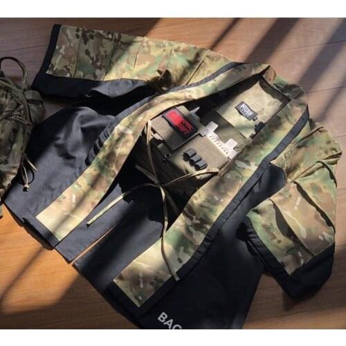 1pcs BACRAFT Outdoor Tactical Coat Training Cloak Combat Haori Jacket Tactics Accessories High Quality - (MC + Black) M L