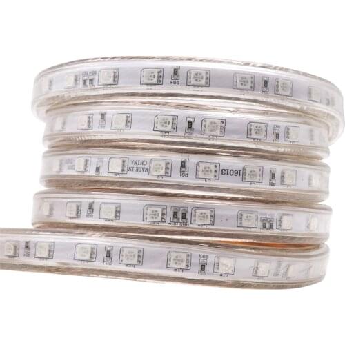220V 240V led strip Lisght 5050 Waterproof Led Tape rope ribbon lights 60LEDs/m 10mm PCB Width 1m 5m 10m 20m For home Decoration