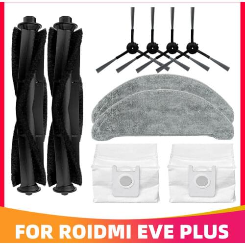 Main Roller Mop Pad Rag Cloth Side Spin Brush Replacement Parts for Xiaomi Roidmi Eve Plus SDJ01RM Robotic Vacuum Cleaner