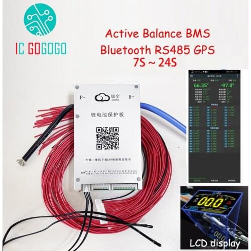 Active Balance Battery Protection Board Bluetooth BMS 13S 14S 15S 16S 17S 20S 120A RS485 GPS APP Lifepo4 li-ion LTO JK 48V 60V