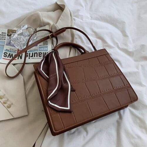 Stone pattern Ribbon Tote bag 2021 New High-quality PU Leather Womens Designer Handbag High capacity Shoulder Messenger Bag