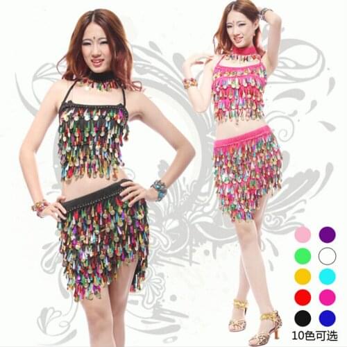 New high quality sexy Sequins Latin dance dress sequins latin dance costumes for women Performance Wears Top&Skirt&Necklace