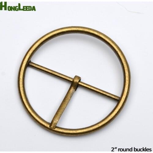 15pcs/lot 50mm 2inch metal alloy pin buckle big round belt bag buckles antique brass / Bronze color free shipping BK-082
