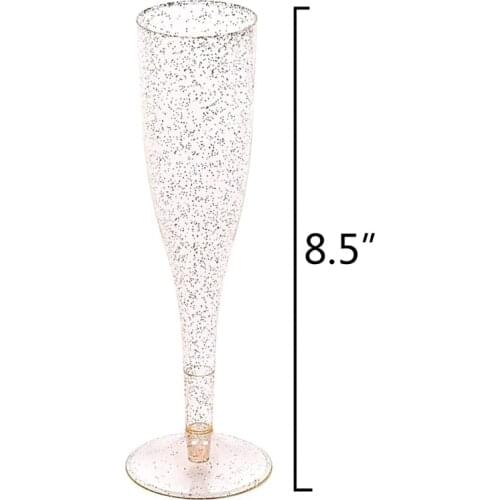 55KF 20pcs Gold Glitter Plastic Champagne Flutes Disposable Cups Toasting Glasses Wedding Baby Shower Party Supplies