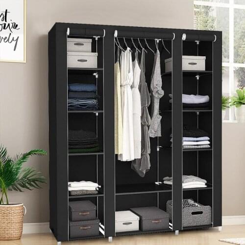 3 Doors Non-woven Wardrobe Multi-purpose Closet Cabinet Folding Waterproof Clothing Storage Cabinet Home Bedroom Furniture HWC