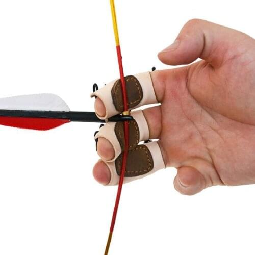 3pcs Archery Finger Guard Protector Thumb Finger Tip Protective Guard Ring Tab Leather Adjustable Gear