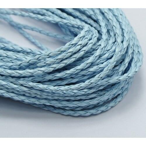 32.8 Feet Sky Blue Braided Leatheroid String Jewelry Cord 3mm