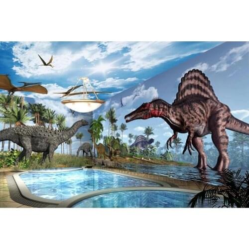 Customized large-scale 3D mural wallpaper dinosaur 3D whole house background wall in ancient times