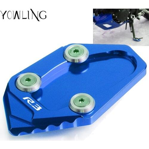 Motorcycle Accessories Kickstand Foot Side Stand Extension Pad Support Plate FOR YAMAHA YZFR3 YZF R3 YZF-R3 2015-2016 With LOGO