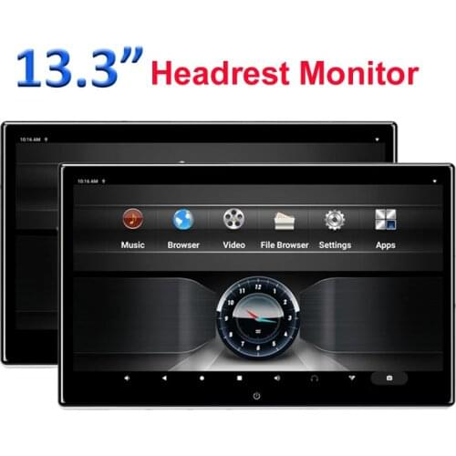 13.3 Inch Car Headrest Monitor Android 9.0 4K 1080P Video DVD Player 2G/32GB Bluetooth FM Miracast WIFI SD HDMI Screen Mirroring