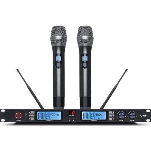 Free shippingNE60 Professional UHF Wireless Microphone Karaoke System with Dual Handheld Transmitter Microfone