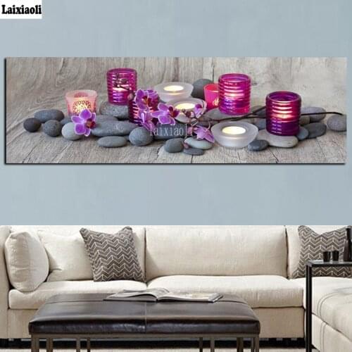 Large Full Square diamond painting Orchid Flower Zen Spa Stone Still Life Diamond Embroidery,5d cross stitch mosaic Rhinestones