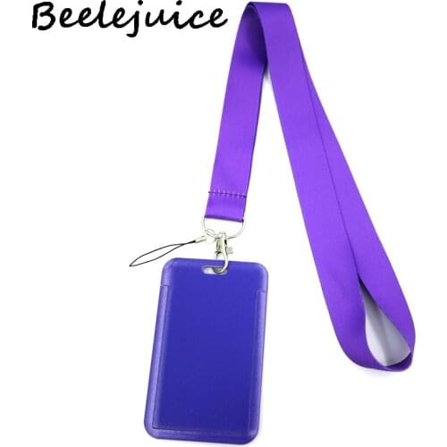 Pure Purple Color Neck Keychain Necklace Webbings Ribbons Anime Cartoon Neck Strap Lanyard ID badge Holder Keychain Lanyards