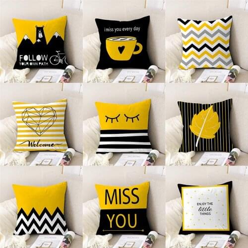 Yellow European Striped Geometric Cushion Cover Pillow Cover for Home Decor Sofa Seat Chair Decorative Pillow Case 45x45cm