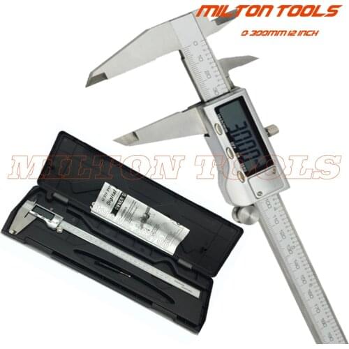 300mm 12" Digital Caliper 0-300mm Electronic Vernier Caliper Metal Case Stainless Steel Digital Slider Caliper Gauge Micrometer