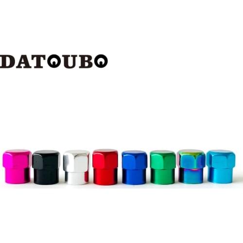 DATOUBO 8 pcs Colorful Aluminum Car Tire Valve Stem Caps Tyre Air Wheel Metal Dust Caps Truck Bicycle car valve cap red Black