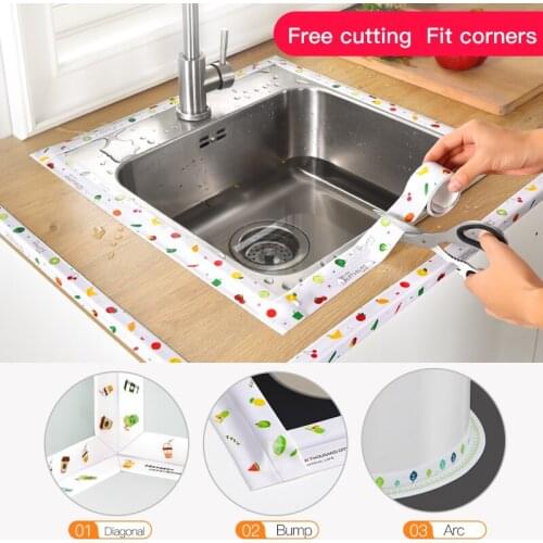 Home Kitchen Sink Waterproof Sticker Anti-mold Sealing Strip Tape Wall Bathroom Countertop Toilet Gap Self-adhesive Seam Sticker