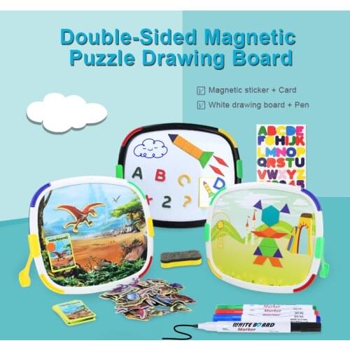 Drawing Board & Magnetic Puzzle Double Sided Painting Doodle Board Imagination Development Early Educational Toys Gift for Kids