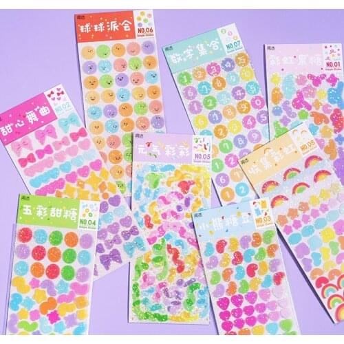 Colorful ribbon Decorative PVC Stickers Scrapbooking Gilding Digital Star Sequin Stick Label diy Diary Album stationery Sticker