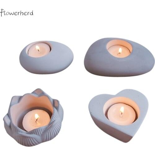 Diy Candle Mold Home Decoration Soap Making Supplies Candlestick Cement Concrete Silicone Mold Lotus Heart Aromatherapy Plaster