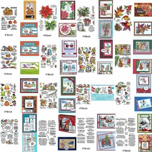 Halloween Merry Christmas Letter Snowman Deer Pumpkin Mouse Leaves Hat Clear Silicone Stamps Diy Make Festival Cards Craft New