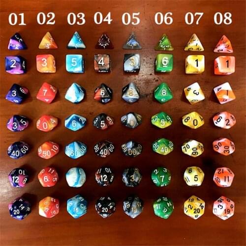 Dice suit with nebula effect dice set d4, d6, d8, d10, d%, d12, d20 polyhedron dice, board game dice