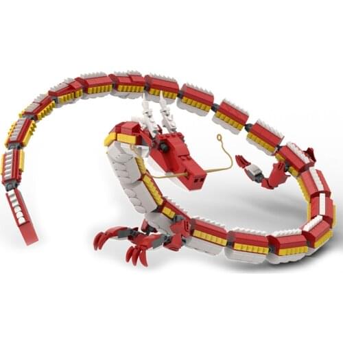 The Luck East Asia Red Dragon Building Blocks MOC Creative Dragon Model Ideas Toys for Children Gifts