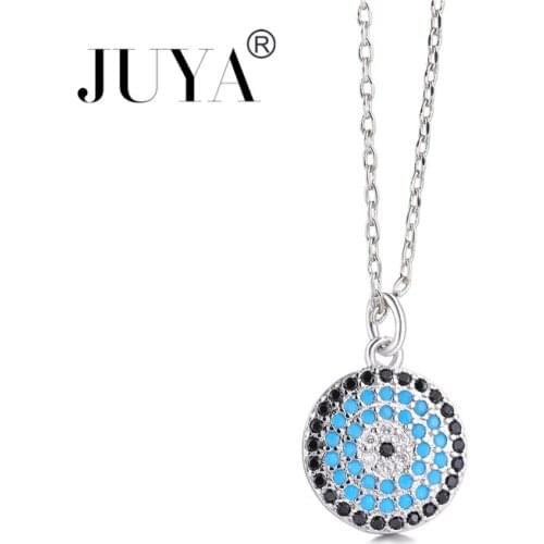Colorful Micro Pave Zircon Crystal Clock Evil Eye Charms Necklaces & Pendants Handmade Copper Long Necklace Women Bijoux Colares