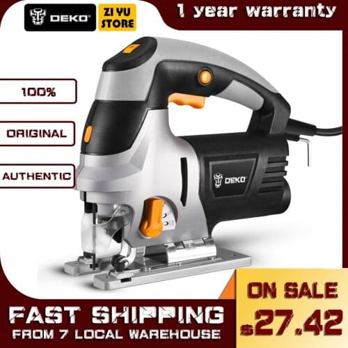 DEKO 800W Jig Saw Laser Guide 6 Variable Speed Electric Saw with 6 Pieces Blades, Metal Ruler, Allen Wrench Jigsaw Power Tools