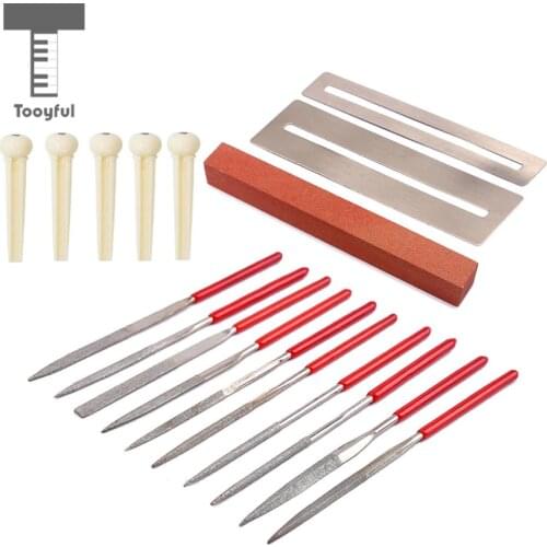 Tooyful 19Pcs Guitar Instrument Repair Tool Kit Grinding Stone Frets Nut File Bridge Pins Set