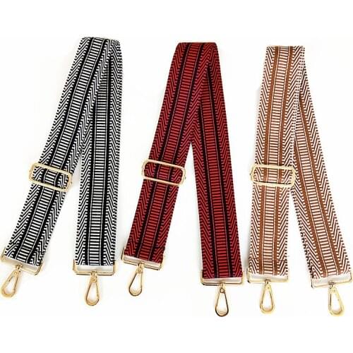 5cm width Colorful Striped embroidery Nylon Bag Strap Belt for Crossbody bag Adjustable Shoulder Strap Bag Handle Accessories