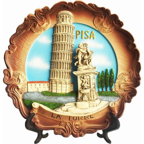 Handmade Painted Leaning Tower of Pisa In Miracle Square, Italy Creative Resin Crafts Tourism Souvenir Gifts Collection