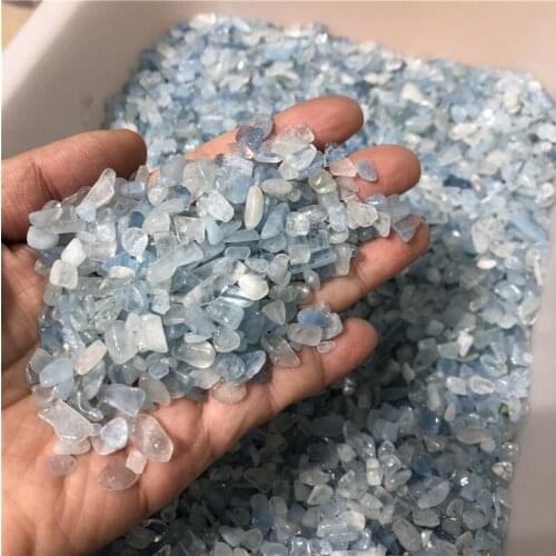 Wholesale Natural Blue Aquamarine Gravel Irregular Aquamarine Tumble