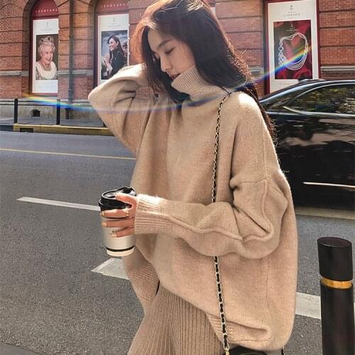 Turtleneck Thick Winter Sweater Women Pullover Girls Tops Loose Autumn Female Knitted Outerwear Sweaters Warm Oversize Cashmere