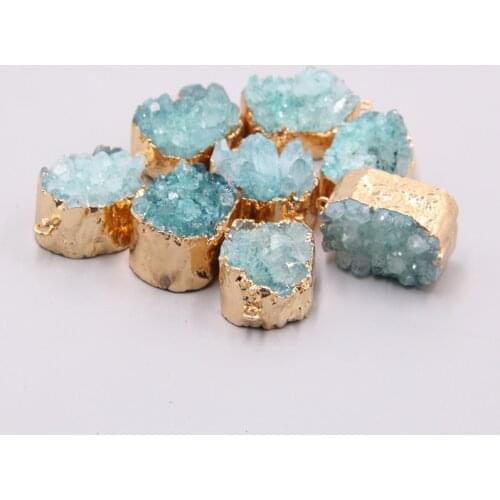 Natural blue druzy crystal quartz pendant charm for necklace jewelry making Accessories women handmade necklace pendant jewelry